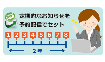 予約配信で送信をセットしておけば自動送信できるため簡単