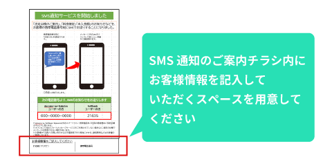 チラシなどの情報記入欄に記載してもらい、紙を回収